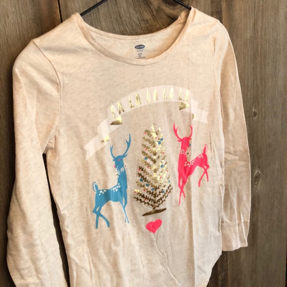 Old Navy Holiday Graphic Long Sleeve Top Size 14 - Picture 3 of 13